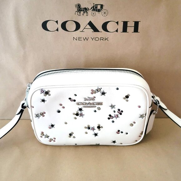 Coach CCI73 Mini Jamie Embossed Star Camera Bag Crossbody Handbag Chalk - Picture 2 of 7
